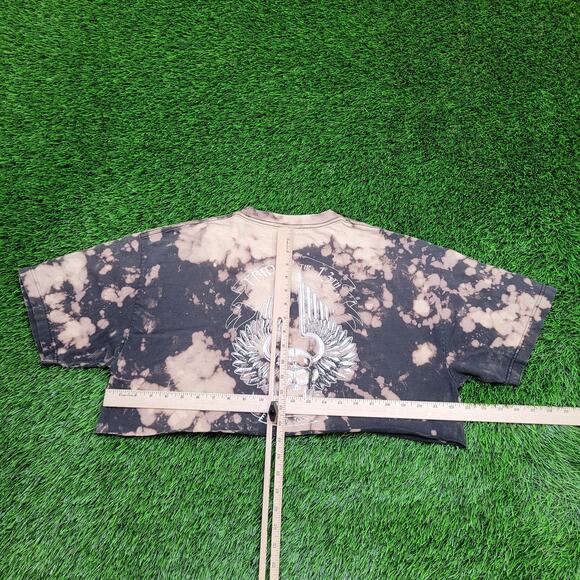 Skull Wings Cropped Shirt Women XL 23x14 Bleached Fort-Dover - Picture 3 of 14